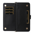 Puzdro s chlopňou pre Honor 400 5G, Crossbody Leather Wallet, čierne