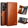 Flipové puzdro pre Samsung Galaxy S25 Ultra, QIALINO Leather Wallet, hnedé