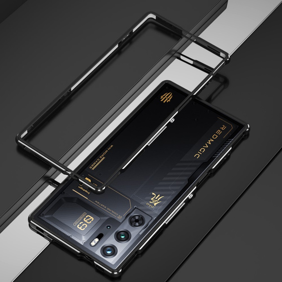 Puzdro pre ZTE nubia Red Magic 9 Pro / 9 Pro+ / 10 Pro / 10 Pro+ 5G, Armor Bumper, s krytom objektívu, čierna / strieborná