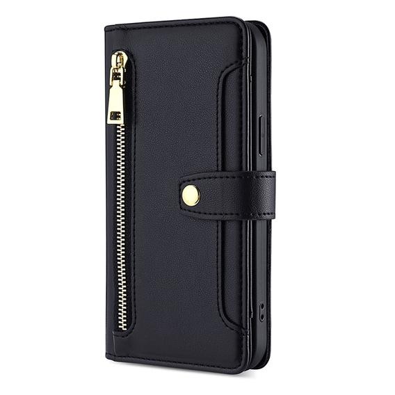 Klapkové puzdro pre Oppo Reno8 T 4G, Wallet Zipper Pocket, čierne