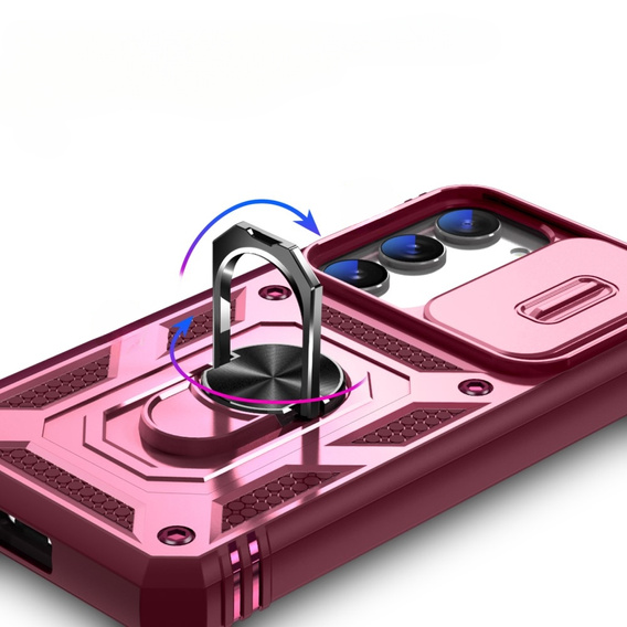 Obal na mobil pre Samsung Galaxy S23 Plus, CamShield Slide, ružové / červené