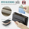 Puzdro CASEME pre Samsung Galaxy S25 FE, RFID Leather Wallet, s popruhom cez rameno, čierne