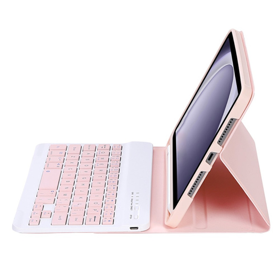 Puzdro + klávesnica Samsung Galaxy Tab A9, Leather Pen Slot, ružové rose gold