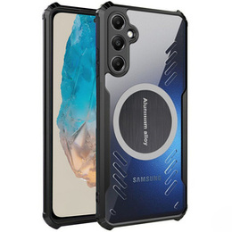 Puzdro pre Samsung Galaxy M35, s magnetickým štítkom, transparentné / čierne