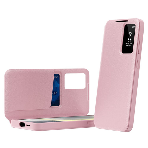 Flipové puzdro pre Samsung Galaxy S24 FE, Smart View Wallet, ružové
