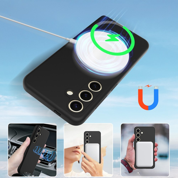 Obal na mobil pre Samsung Galaxy S24 FE, Silicone MagSafe, čierne