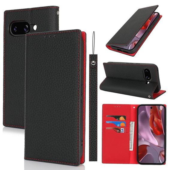 Klapkové puzdro pre Google Pixel 9A, Litchi Skin Grain, čierne