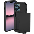 Obal na mobil pre iPhone 15 Pro, Sliding Card Holder, čierne