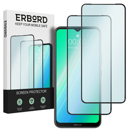 2x tvrdené sklo pre Nokia C21 Plus 4G, ERBORD 3D pre celý displej