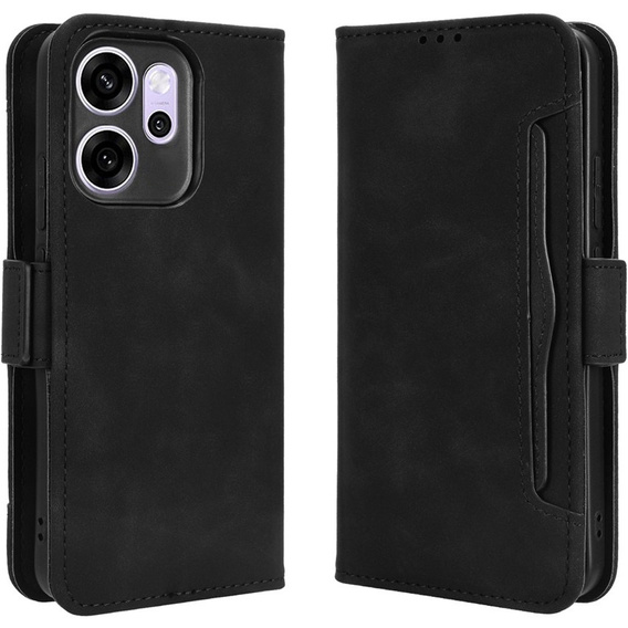Puzdro s chlopňou pre Oppo Reno 14F, slot na kartu, peňaženka, čierne