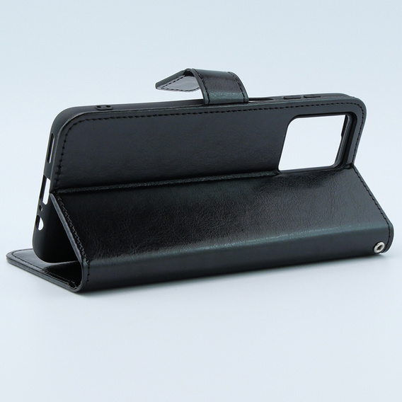 Klapkové puzdro pre Motorola Moto G54 5G, Crazy Horse Wallet, čierne