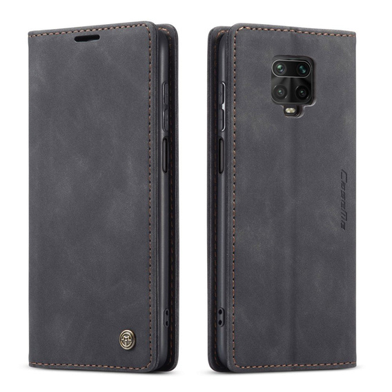 CASEME puzdro pre Xiaomi do Redmi Note 9s / 9 Pro, Leather Wallet Case, čierne