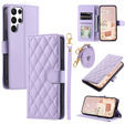 Puzdro s chlopňou pre Samsung Galaxy S25 Ultra, Rhombus Crossbody Leather, fialové