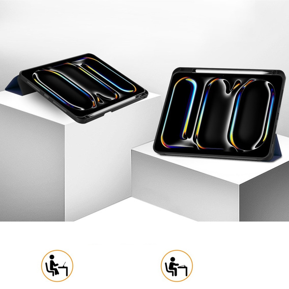 Puzdro pre iPad Pro 11" 2024 (5 gen.), Smartcase s priestorom pre stylus, tmavomodré