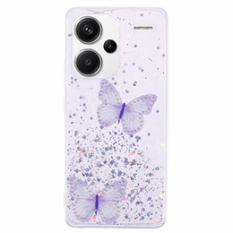 Puzdro pre Xiaomi Redmi Note 13 Pro+, Glitter Butterfly, fialové
