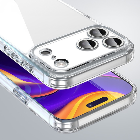 Silikónové puzdro pre iPhone 17 Pro Max, s tvrdou zadnou stranou, priehľadné
