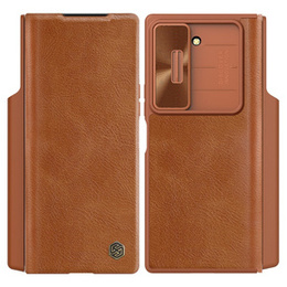 Flipové puzdro NILLKIN pre Samsung Galaxy Z Fold6 5G, CamShield Qin Pro, kožené, hnedé