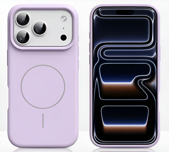 Silikónové puzdro pre iPhone 17 Pro, pre MagSafe, proti nárazom, fialové