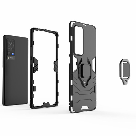 Obal na mobil pre Vivo X60 Pro 5G, Kickstand Ring, čierne