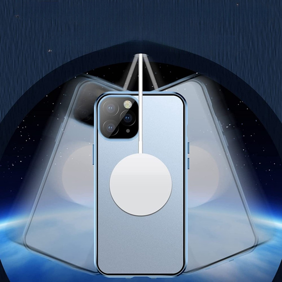 Magnetické puzdro Dual Glass MagSafe pre iPhone 13 Pro Max, modré