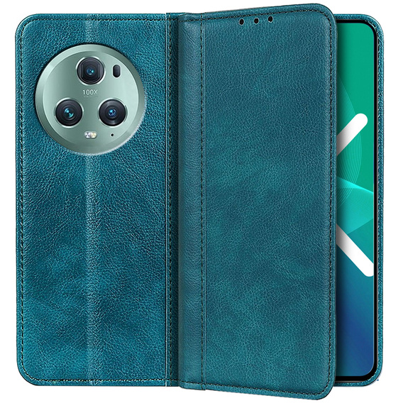 Obal na mobil pre Honor Magic 5 Pro 5G, Wallet Litchi Leather, zelený