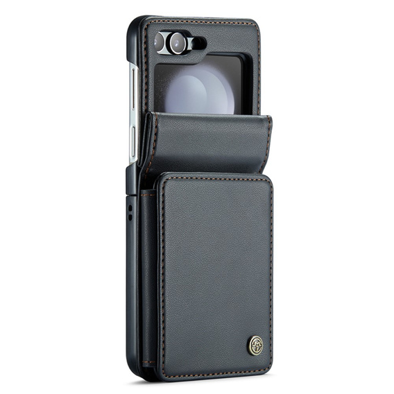 CASEME flipové puzdro pre Samsung Galaxy Z Flip5 5G, Litchi Wallet, čierne