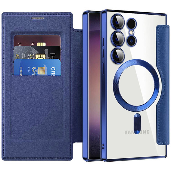 Klapkové puzdro pre Samsung Galaxy S24 Ultra, RFID Wallet MagSafe CamShield, tmavomodré