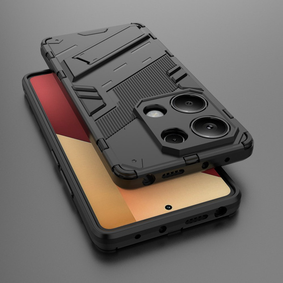 Puzdro pre Xiaomi Redmi Note 13 Pro 4G / Xiaomi Redmi Note 14S / Xiaomi Poco M6 Pro 4G, Military kickstand, čierne