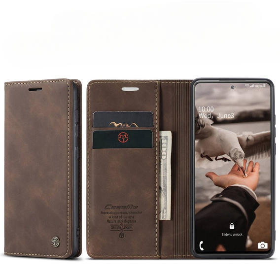 CASEME puzdro pre Samsung Galaxy S20 FE, Leather Wallet Case, hnedé