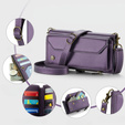 Puzdro CASEME pre Samsung Galaxy S24 FE, RFID Leather Wallet, s popruhom cez rameno, fialové