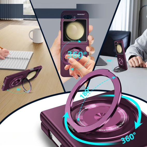 GKK puzdro pre Galaxy Z Flip 5 5G, rohy odolné proti pádu MagSafe, transparentné / fialové