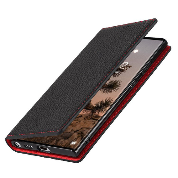 Kožené puzdro pre Samsung Galaxy S22 Ultra, ERBORD Grain Leather, čierne