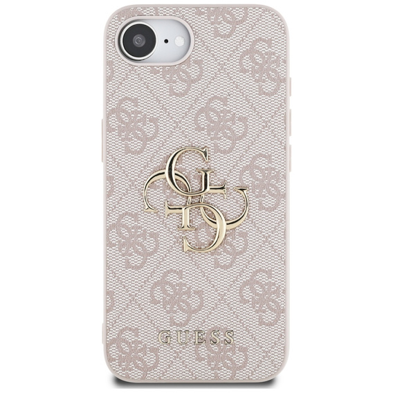GUESS Obal na mobil pre iPhone 16E, 4G Big Metal Logo, ružové
