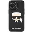 Karl Lagerfeld Obal na mobil pre iPhone 13 Pro, 3D Rubber Karl's Head, čierne