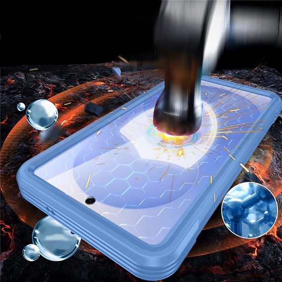 Nárazuvzdorné puzdro so sklom, pre MagSafe pre Samsung Galaxy S26, modré