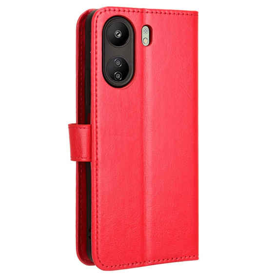 Klapkové puzdro pre Xiaomi Redmi 13C / Poco C65, Crazy Horse Wallet, červené