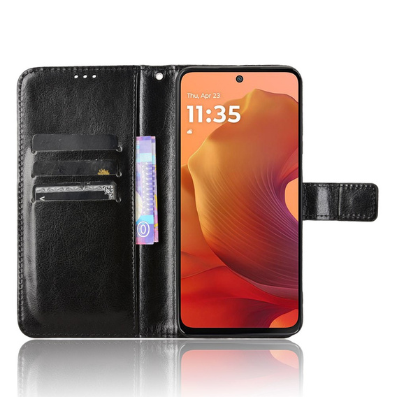 Klapkové puzdro pre Motorola Moto G15 / Motorola Moto G15 Power, Crazy Horse Wallet, čierne