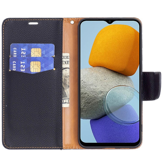 Klapkové puzdro pre Samsung Galaxy M33 5G, Wallet Litchi Magnet, čierne