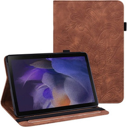 Puzdro s chlopňou pre Samsung Galaxy Tab A8 10.5 SM-X200 SM-X205, flower, hnedé