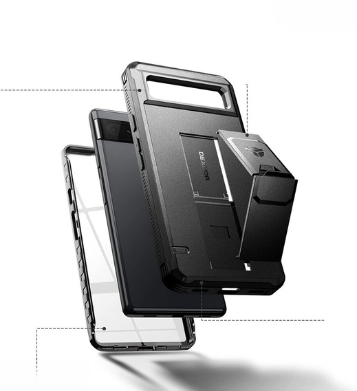 Obrnené puzdro pre Google Pixel 6a, Dexnor Full Body, čierne