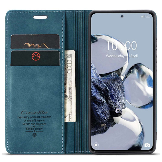 CASEME puzdro pre Xiaomi 12T / 12T Pro, Leather Wallet Case, tyrkysové