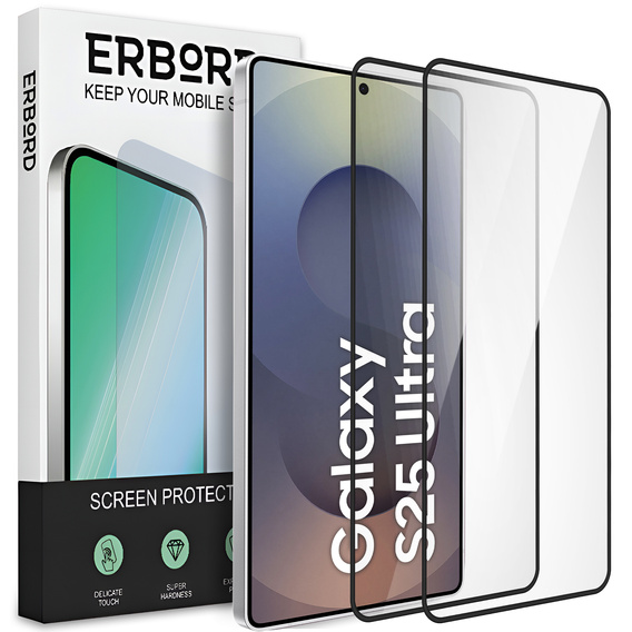 2x tvrdené sklo ERBORD 3D pre Samsung Galaxy S25 Ultra pre celý displej