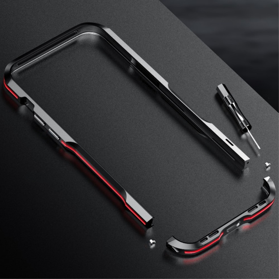 Puzdro LUPHIE pre iPhone 15 Pro Max, Armor Bumper, čierna / červená