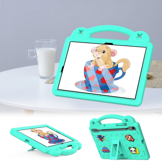 Detské puzdro pre Samsung Galaxy Tab S7/S8/S9, Cute Patterns, so stojanom, zelený