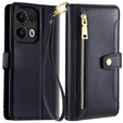 Klapkové puzdro pre Oppo Reno 13 Pro, Wallet Zipper Pocket, čierne