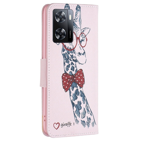Klapkové puzdro pre OPPO A57 / A57s, Wallet, giraffe, ružové