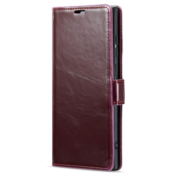 Klapkové puzdro pre Samsung Galaxy S23 Ultra, ERBORD Waxy Wallet, červené