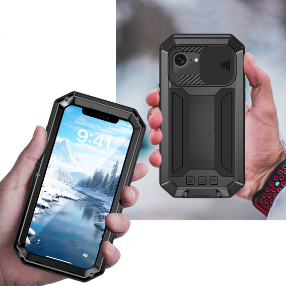 Obrnené puzdro pre iPhone 16E, R-JUST, čierne
