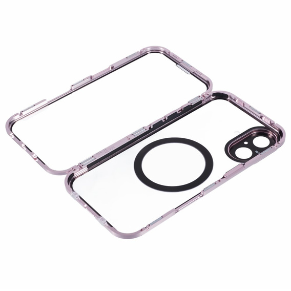 Magnetické puzdro Dual Glass MagSafe pre iPhone 16, ružové rose gold