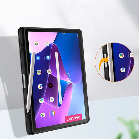 Puzdro pre Lenovo Tab M10 Plus 10.6 Gen 3 TB-125F TB-128F, Smartcase Hybrid, so slotom na stylus, čierne